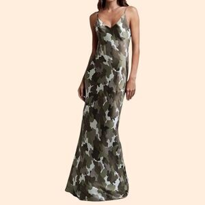 L'agence Serita Camo Silk Slip Dress